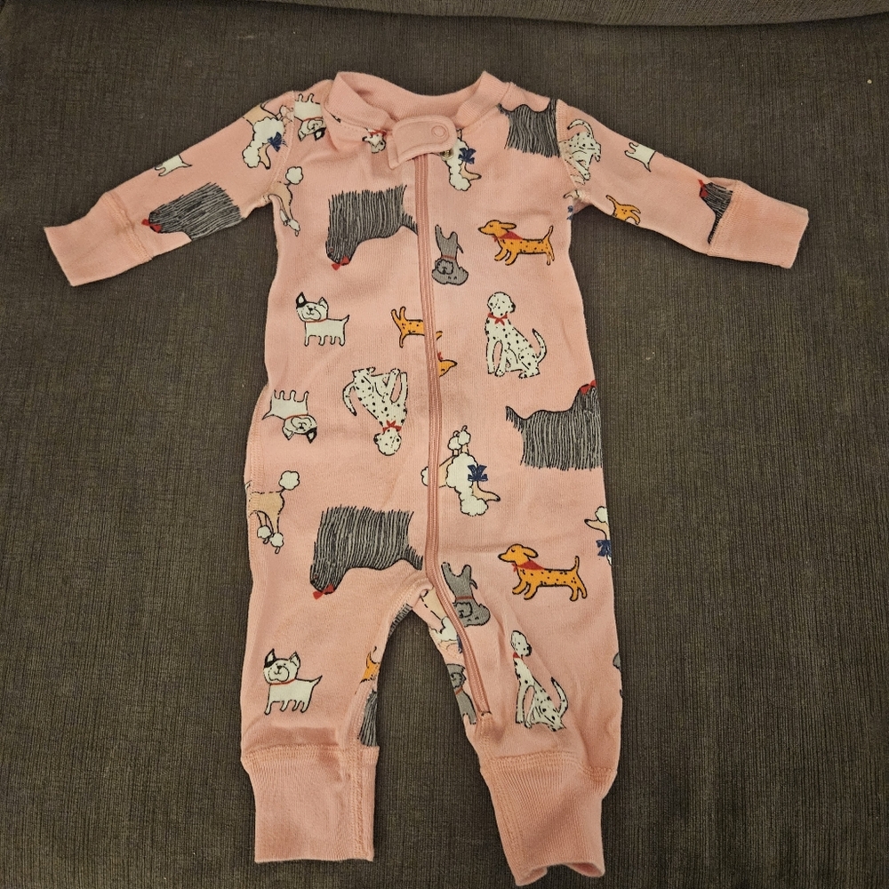 Hanna Andersson Pink Dog One Piece Pajamas 0-3 months